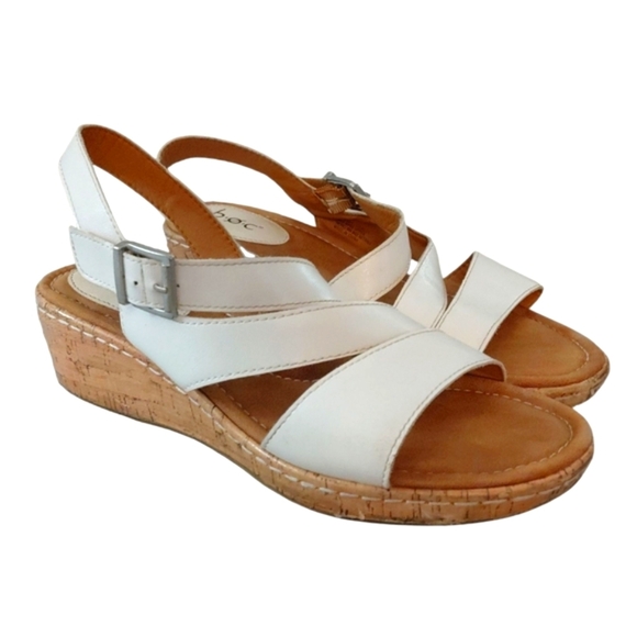 Born Schirra White Leather Comfort Sandal White Open Toe Wedge Size 9 M - Picture 11 of 11